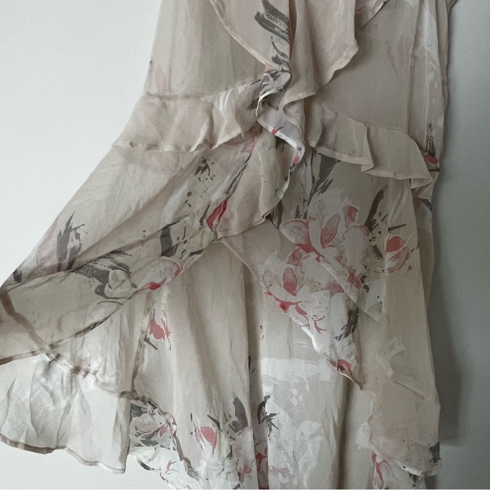 Anthropologie Leith Sheer Floral High Low Ruffle Top - Picture 5 of 9